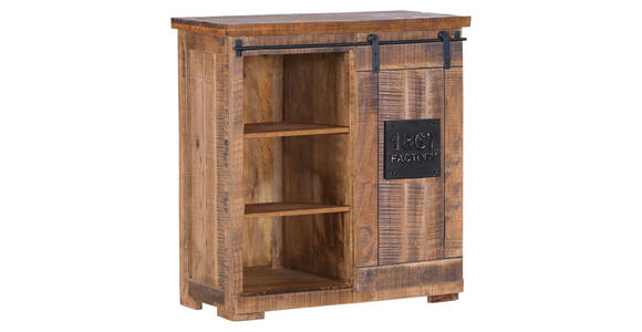 WEINSCHRANK Mangoholz massiv Naturfarben, Schwarz  - Schwarz/Naturfarben, KONVENTIONELL, Holz/Holzwerkstoff (90/100/45cm) - Landscape