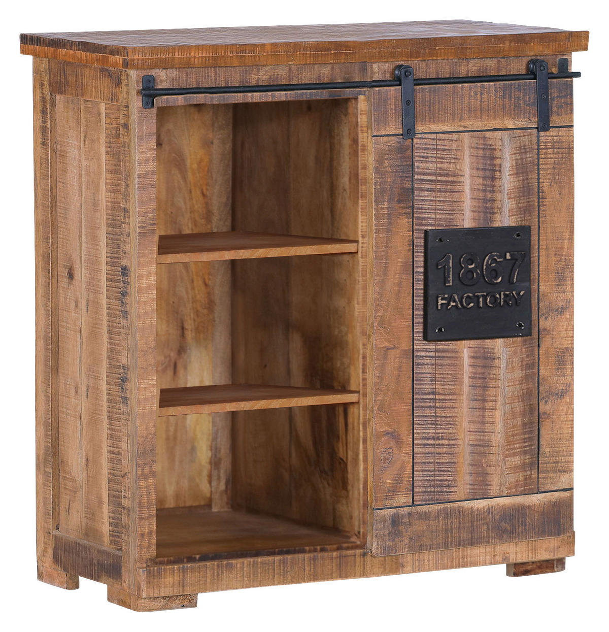 WEINSCHRANK Mangoholz massiv Naturfarben, Schwarz  - Schwarz/Naturfarben, KONVENTIONELL, Holz/Holzwerkstoff (90/100/45cm) - Landscape