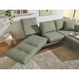 ECKSOFA  in Flachgewebe Salbeigrün Armteilverstellung, Relaxfunktion, Drehsitzfunktion  255-365/175-224 cm  - Salbeigrün/Schwarz, Design, Textil/Metall (255-365/175-224cm) - Dieter Knoll