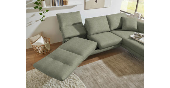 ECKSOFA  in Flachgewebe Salbeigrün Armteilverstellung, Relaxfunktion, Drehsitzfunktion  255-365/175-224 cm  - Salbeigrün/Schwarz, Design, Textil/Metall (255-365/175-224cm) - Dieter Knoll