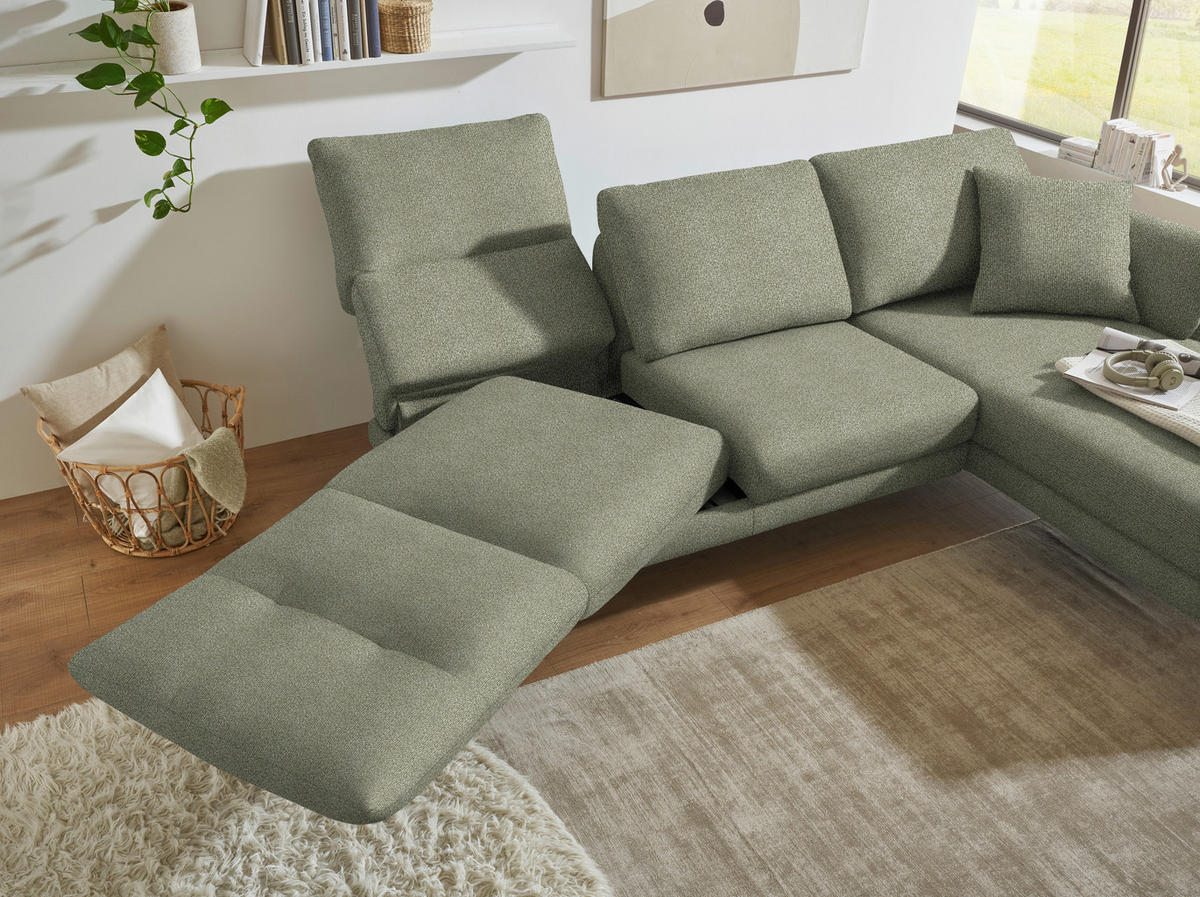 ECKSOFA  in Flachgewebe Salbeigrün  255-365/175-224 cm  - Salbeigrün/Schwarz, Design, Textil/Metall (255-365/175-224cm) - Dieter Knoll