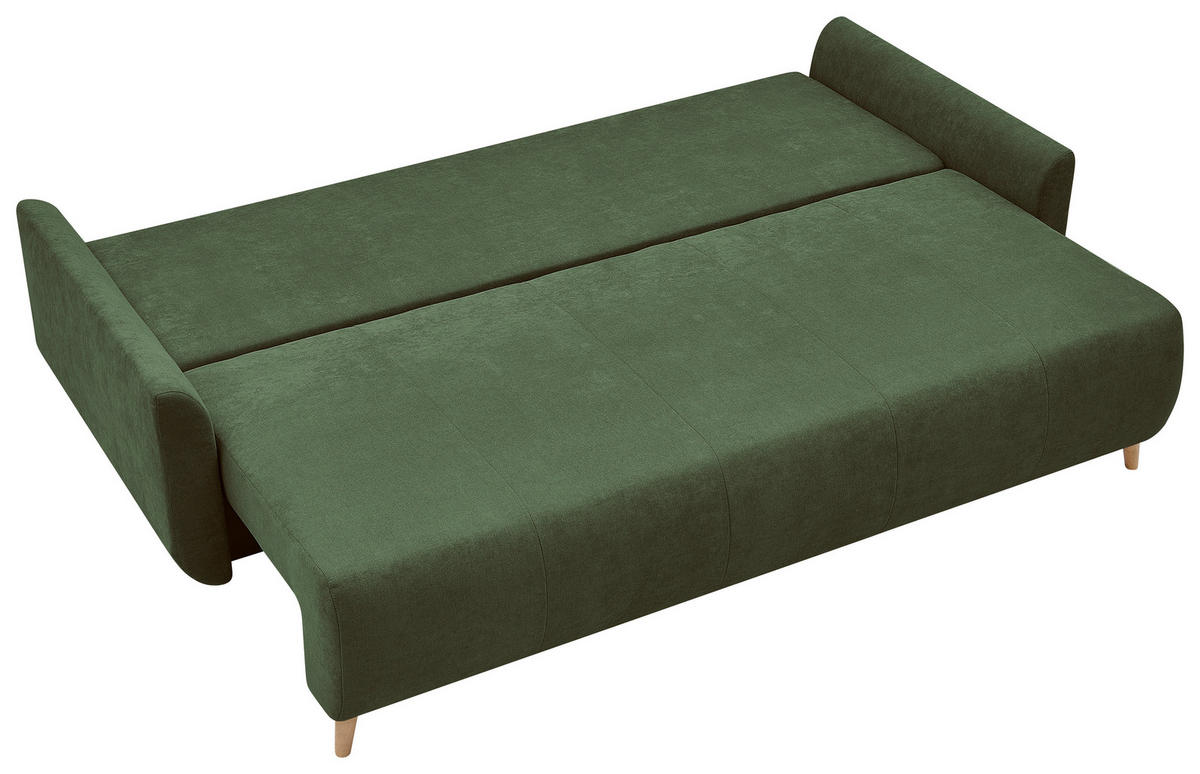 SCHLAFSOFA DUO Mikrofaser Grün  inkl. Rückenkissen, Bettkasten, Schlaffunktion, Rücken echt  - Naturfarben/Grün, Design, Textil (218/90/110cm) - P & B