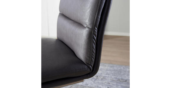 SCHWINGSTUHL Lederlook Dunkelgrau, Edelstahlfarben - Edelstahlfarben/Dunkelgrau, Design, Textil/Metall (57/89,5/47cm) - Novel