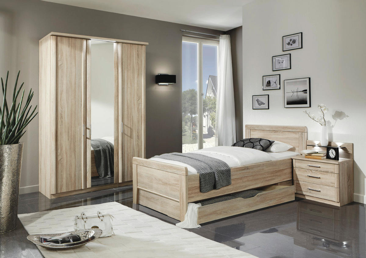 EINZELZIMMER Braun, Eichefarben  - Eichefarben/Braun, Konventionell, Glas/Holzwerkstoff (90/200cm) - Venda