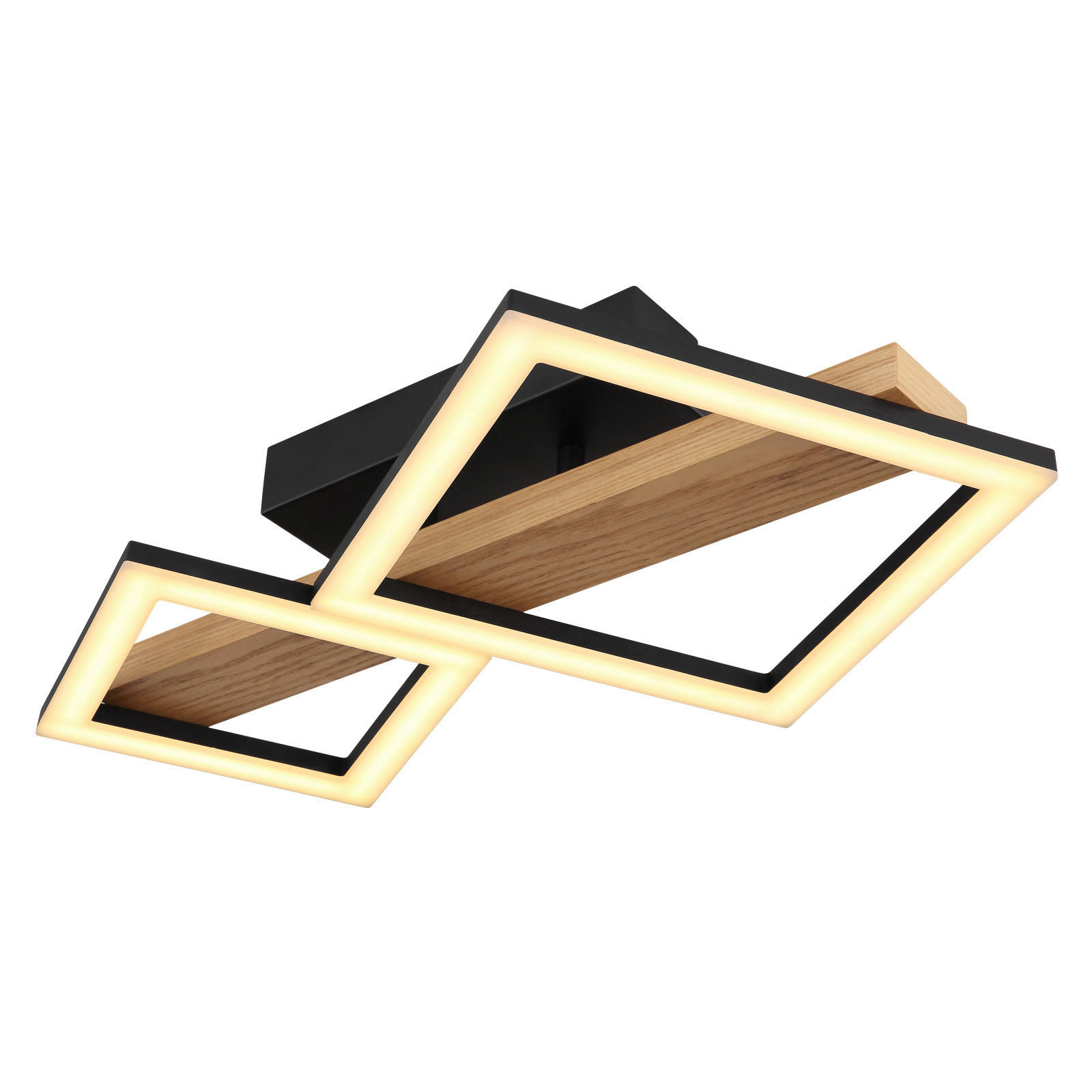 STROPNÍ LED SVÍTIDLO, 48/30/10 cm - černá/opál, Basics, kov/dřevo (48/30/10cm) - Globo