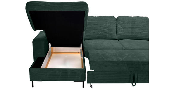 WOHNLANDSCHAFT Dunkelgrün Cord  - Dunkelgrün/Schwarz, KONVENTIONELL, Textil/Metall (148/303/197cm) - Carryhome