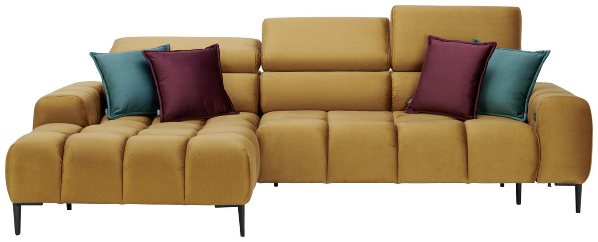 ECKSOFA in Webstoff Currygelb  - Currygelb/Schwarz, Design, Textil/Metall (177/270cm) - Welnova