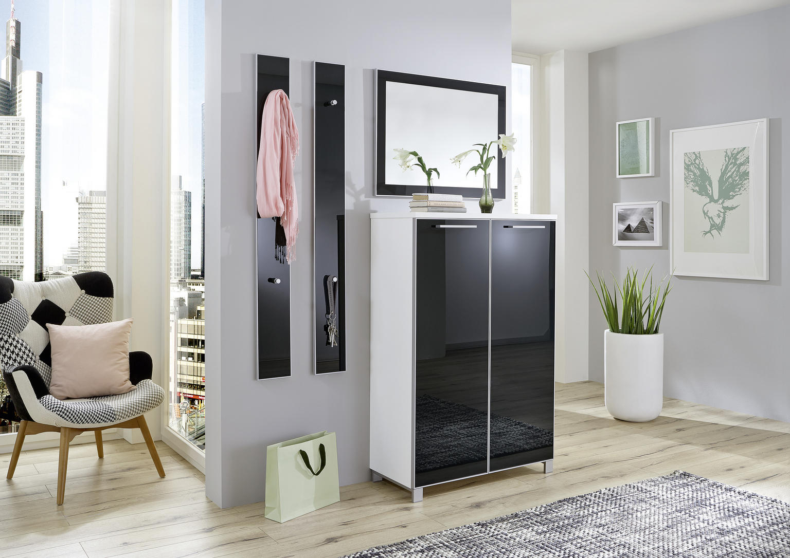 GARDEROBE 135/195/37 cm Anthrazit, Weiß - Einrichtungsbeispiel