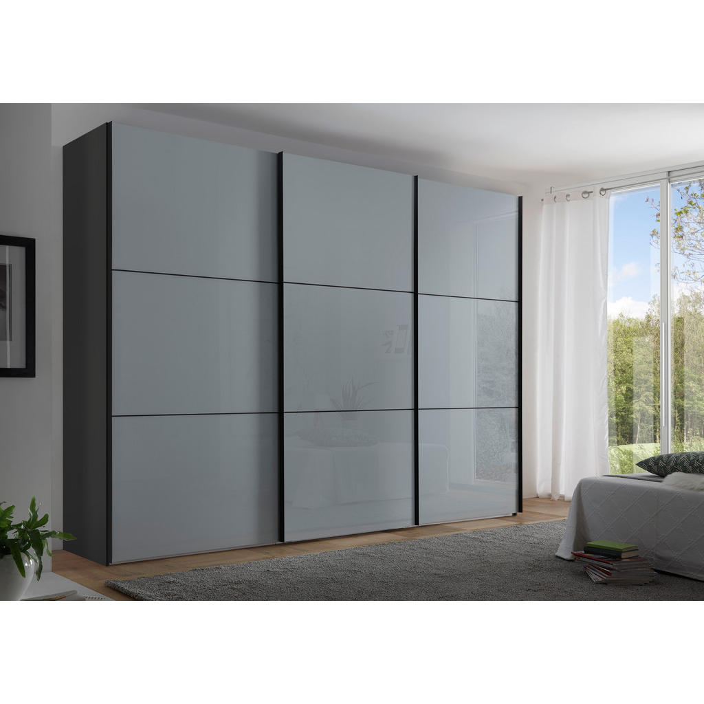 Schwebetürenschrank Glasfront 298 Cm Includo, Hellgrau