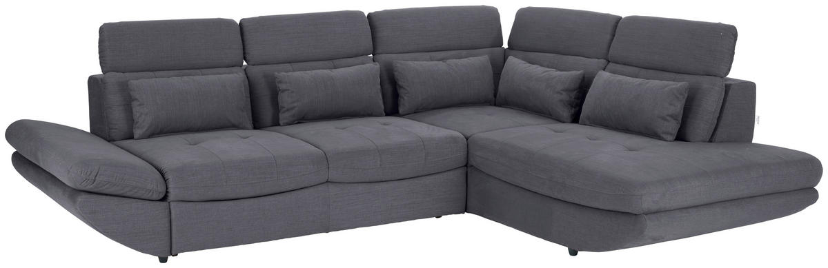 WOHNLANDSCHAFT in Mikrofaser Dunkelblau  - Schwarz/Dunkelblau, Modern, Kunststoff/Textil (311/233cm) - MID.YOU