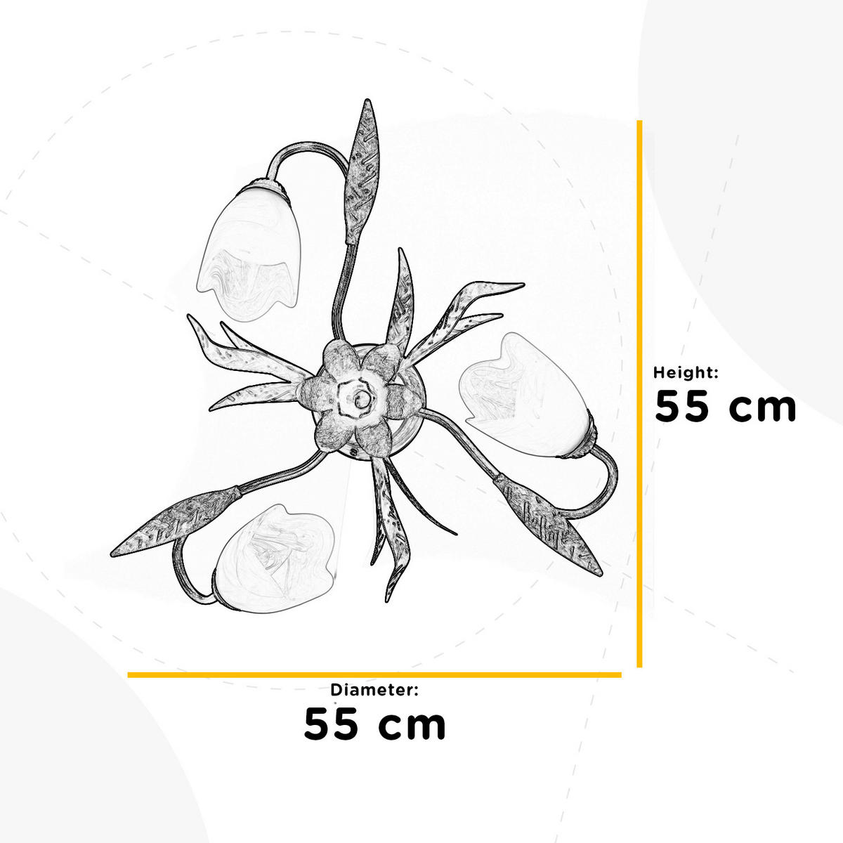 DECKENLEUCHTE    55/55/18 cm  - Bronzefarben, KONVENTIONELL, Glas/Metall (55/55/18cm)