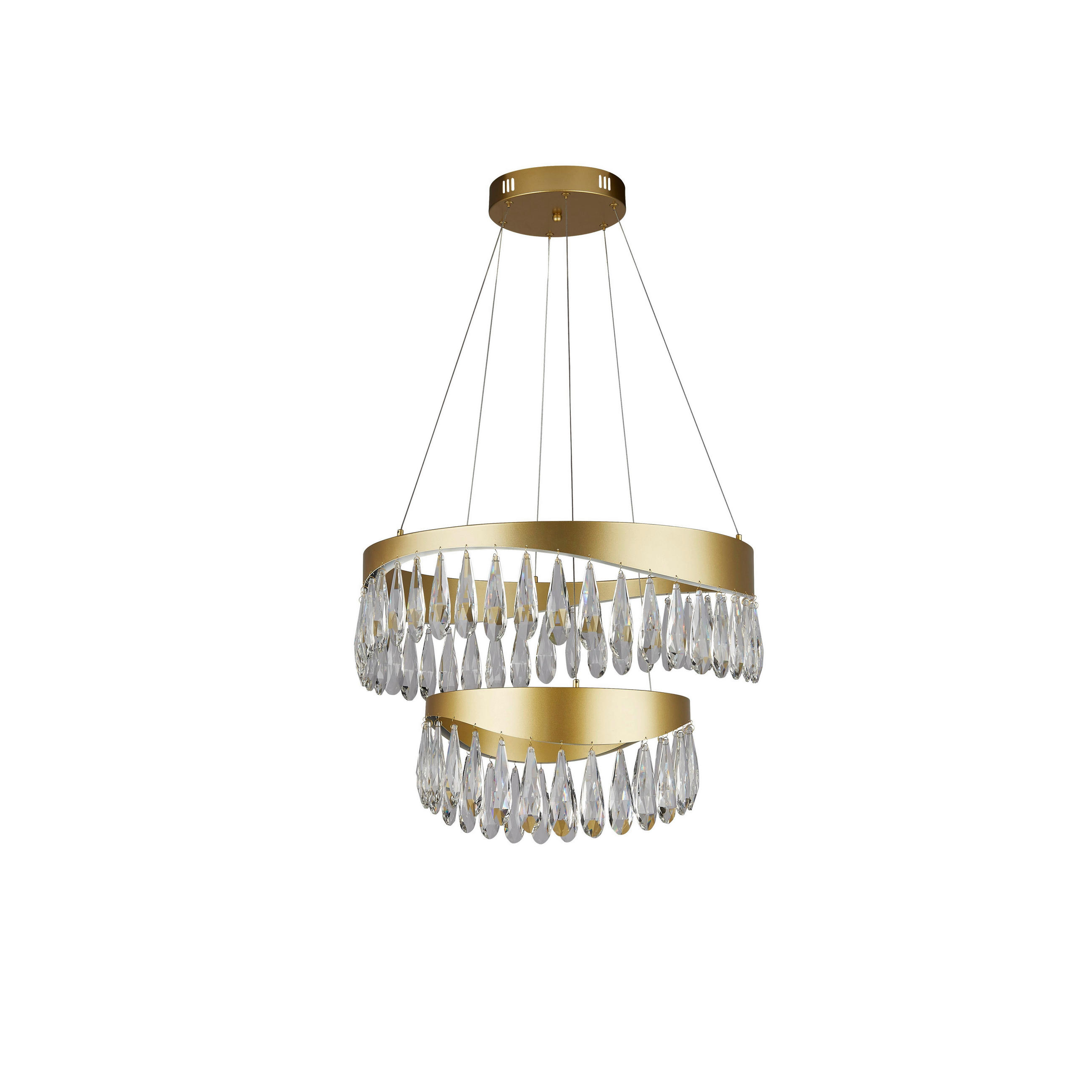 KRISTÁLY FÜGGŐLÁMPA - aranyszínű, Design, üveg/fém (150/60/60cm)