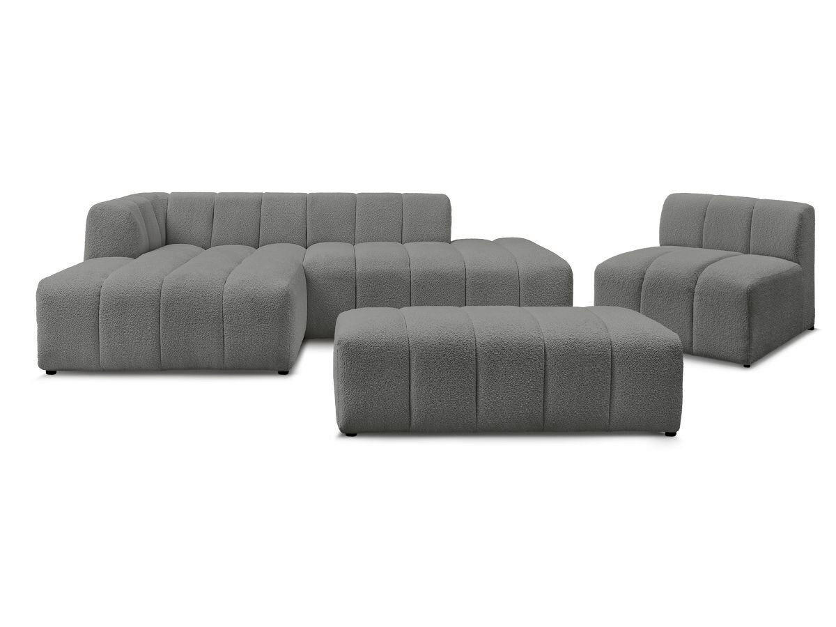 ECKSOFA Ottomane links  ANNECY Dunkelgrau Bouclé  - Dunkelgrau/Schwarz, MODERN, Kunststoff/Textil (170/262cm)