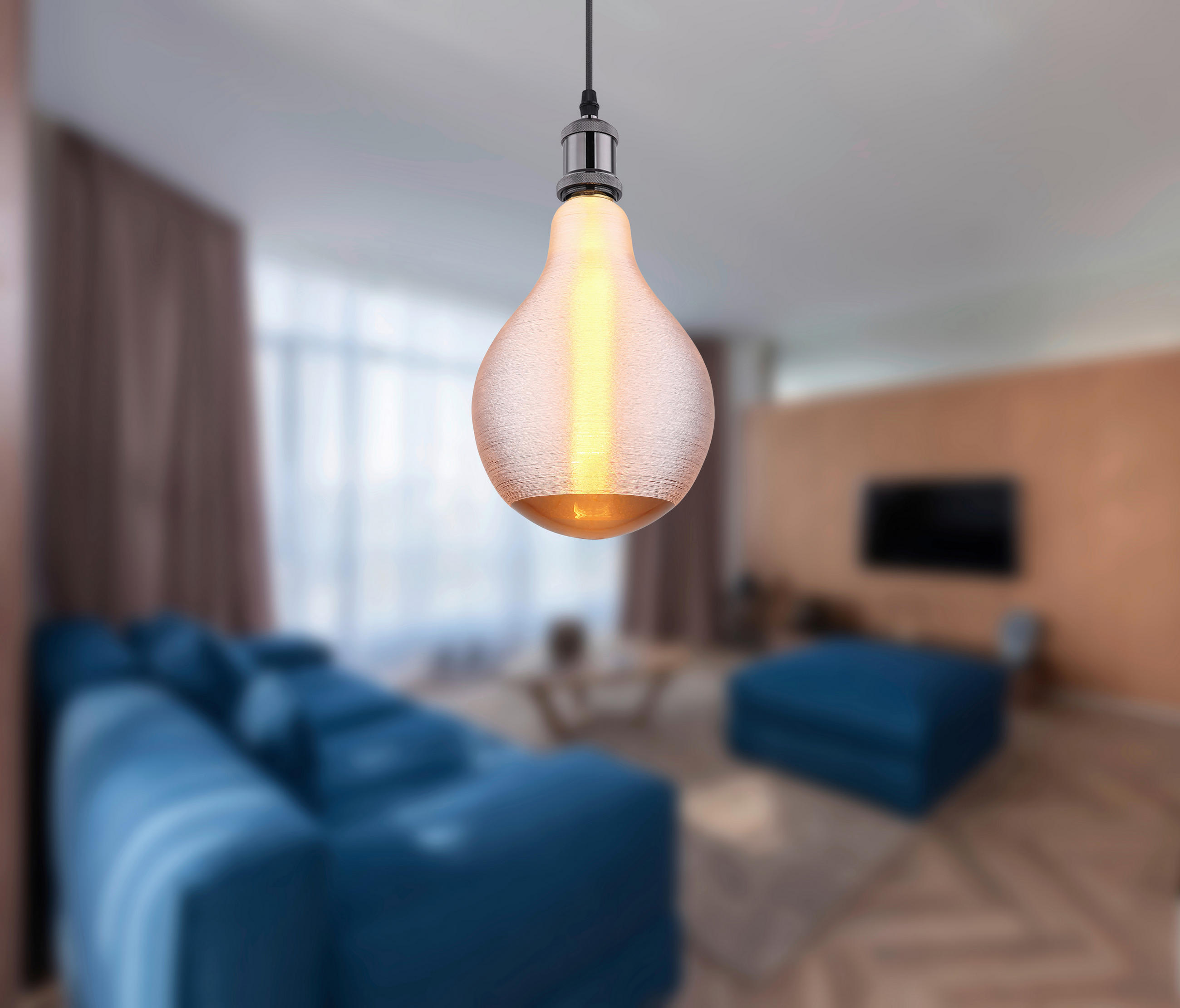 LED-LEUCHTMITTEL   E27 4 W  - Transparent/Messingfarben, Design, Glas/Textil (13/21cm) - Globo
