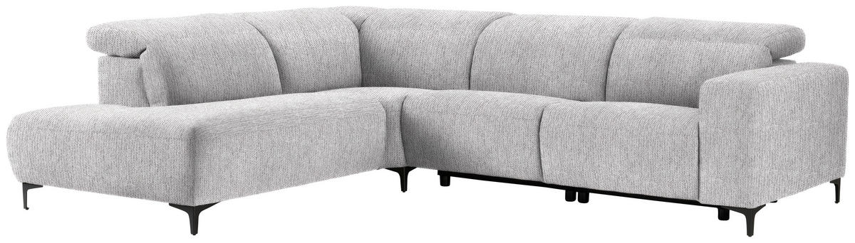 ECKSOFA in Flachgewebe Hellgrau  - Hellgrau/Schwarz, Design, Textil/Metall (238/290cm) - Pure Home Lifestyle
