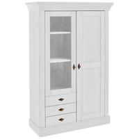 VITRINE in massiv Kiefer Weiß  - Weiß/Kupferfarben, ROMANTIK / LANDHAUS, Glas/Holz (108/163/45cm) - Boxxx