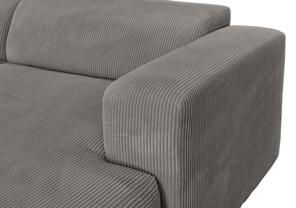 ECKSOFA BASMA in Cord Mokka  298/175 cm  - Schwarz/Mokka, Design, Kunststoff/Textil (298/175cm) - P & B
