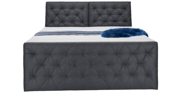 BOXSPRINGBETT 180/200 cm in Dunkelgrau - Dunkelgrau/Schwarz, KONVENTIONELL, Kunststoff/Textil (180/200cm) - Carryhome