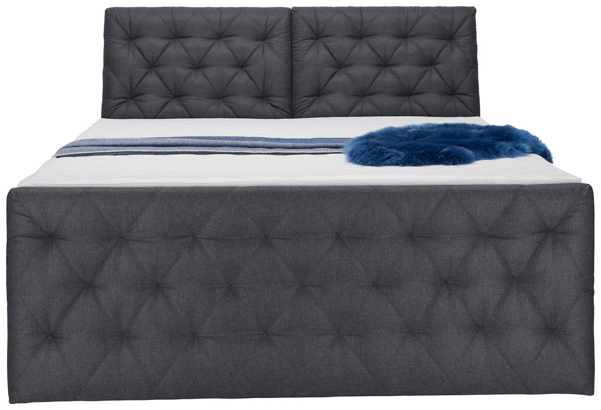 BOXSPRINGBETT 180/200 cm  in Dunkelgrau  - Dunkelgrau/Schwarz, Konventionell, Kunststoff/Textil (180/200cm) - Carryhome