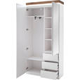 GARDEROBENSCHRANK Romina in 91/198/38 cm - Eichefarben/Weiß, Design, Glas/Holz (91/198/38cm) - Novel