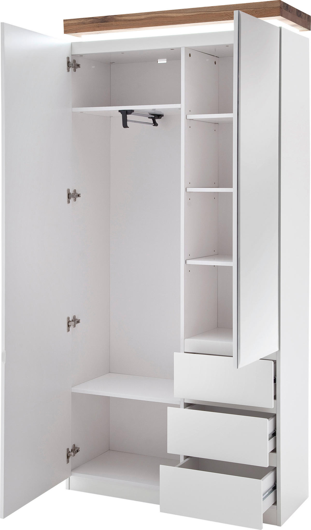 GARDEROBENSCHRANK Romina  in 91/198/38 cm  - Eichefarben/Weiß, Design, Glas/Holz (91/198/38cm)