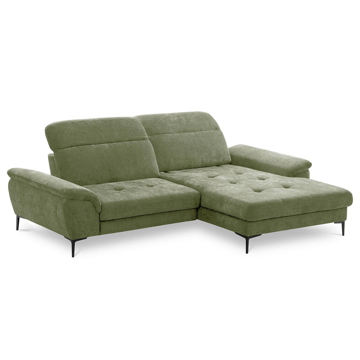 ECKSOFA  Webstoff Grün  - Schwarz/Grün, Design, Textil/Metall (268/195cm) - Livetastic