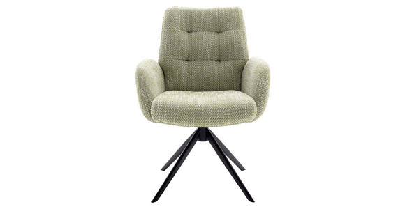 ARMLEHNSTUHL  Stoffauswahl, Typenauswahl, Sitzfläche 360° drehbar Webstoff  - Schwarz/Olivgrün, Design, Textil/Metall (66/95/74cm) - Novel