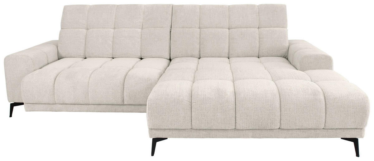ECKSOFA inkl.Funktionen Perlmutt Chenille  - Perlmutt/Schwarz, MODERN, Textil/Metall (300/195cm) - Xora