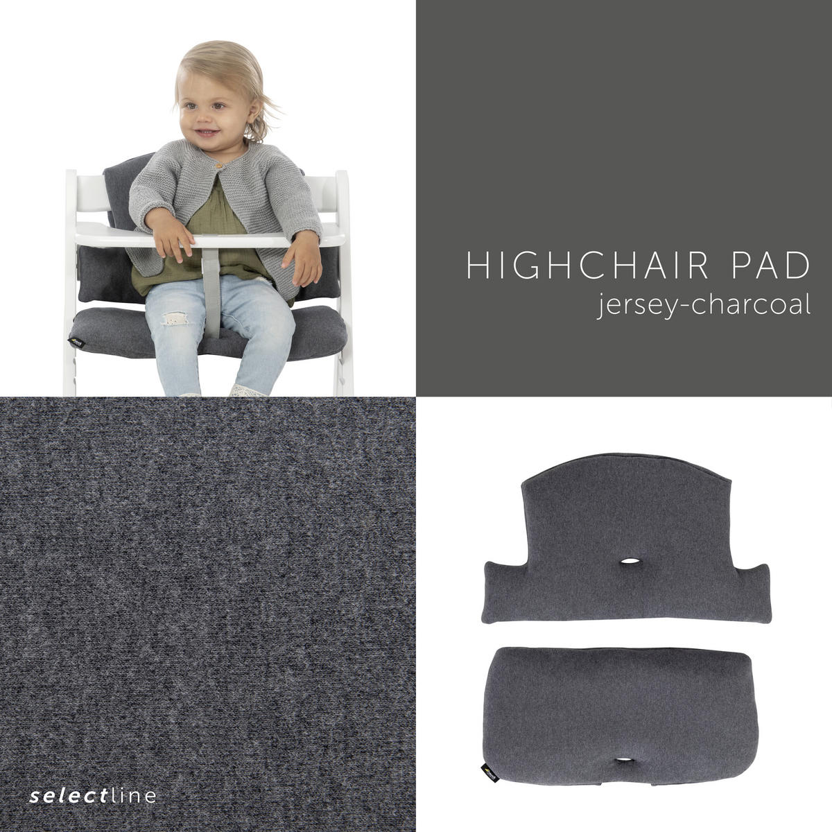 HOCHSTUHLEINLAGE HIGHCHAIR PAD  - Grau, Basics, Textil (44/24cm) - Hauck