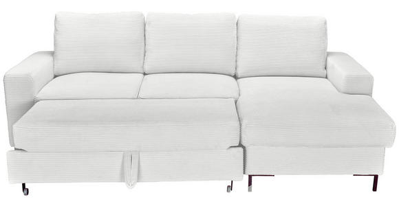 ECKSOFA Naturfarben Cord Rückenkissen, Bettkasten, Schlaffunktion, Rücken echt, Liegefläche im Originalstoff  - Schwarz/Naturfarben, KONVENTIONELL, Textil/Metall (240/150cm) - Carryhome