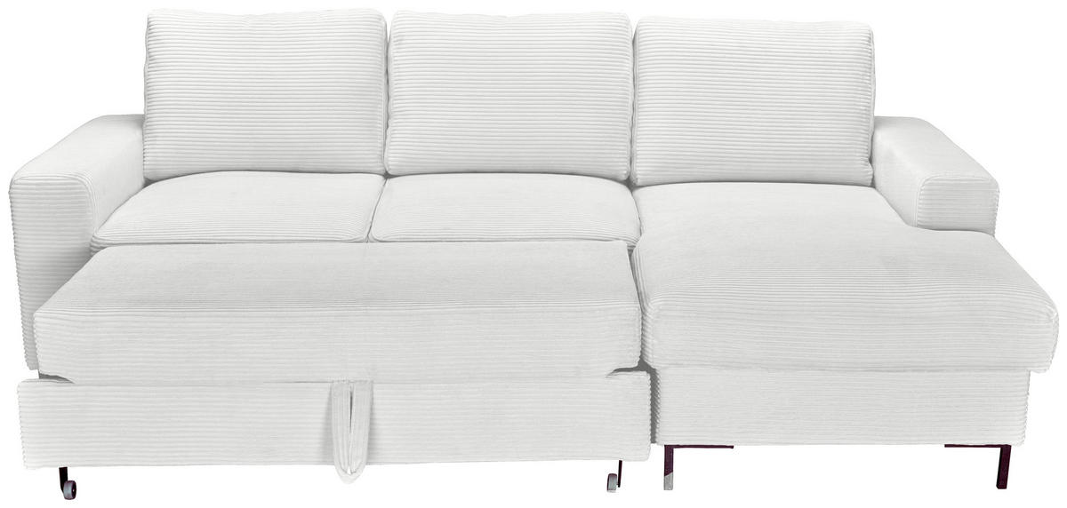 ECKSOFA Naturfarben Cord  - Schwarz/Naturfarben, KONVENTIONELL, Textil/Metall (240/150cm) - Carryhome