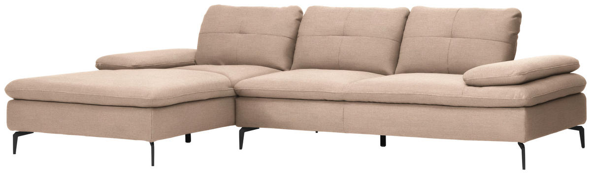 ECKSOFA Webstoff Hellbraun  - Hellbraun/Schwarz, Design, Textil/Metall (179/301cm) - Chilliano