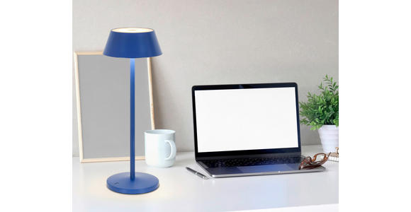 AKKU-TISCHLEUCHTE 11/30 cm  - Blau/Schwarz, Trend, Kunststoff/Metall (11/30cm) - Novel