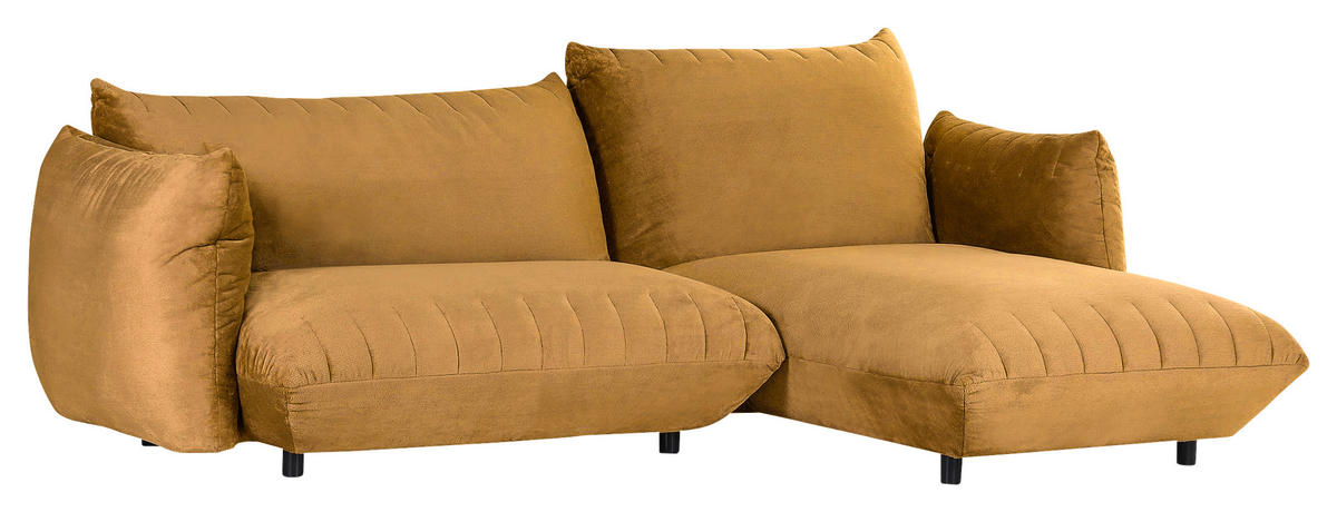 HÖRNSOFFA i plysch orange  - orange/svart, Klassisk, textil/plast (270/170cm) - MID.YOU