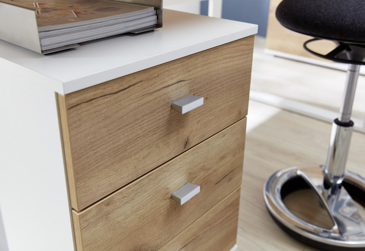 ROLLCONTAINER 40/57/49 cm  - Eichefarben/Silberfarben, Design, Holzwerkstoff/Kunststoff (40/57/49cm) - Germania