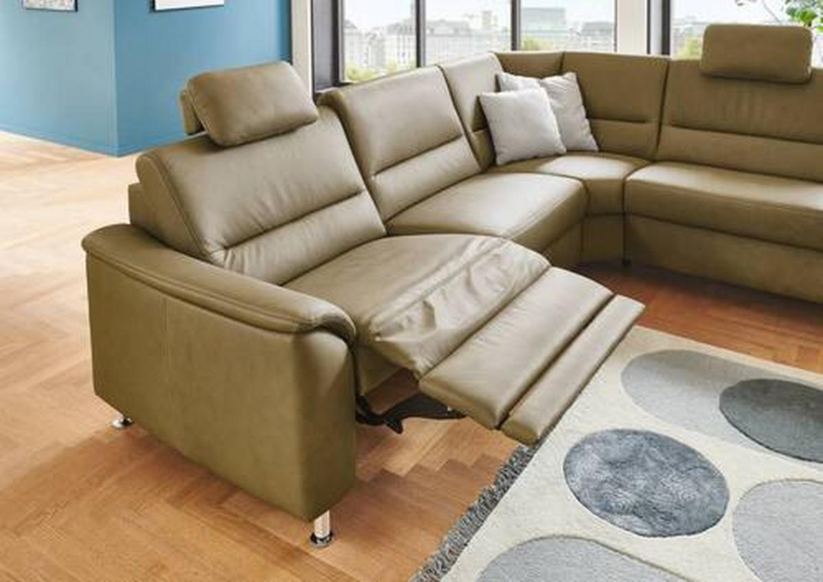ECKSOFA in Echtleder Grün  - Alufarben/Grün, Konventionell, Leder/Metall (290/249cm) - Beldomo Premium