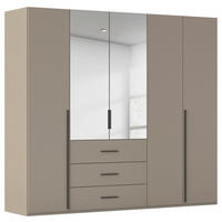 DREHTÜRENSCHRANK 251/223/60 cm,  in Fango, 5-türig  - Fango/Graphitfarben, Design, Glas/Holzwerkstoff (251/223/60cm) - home24