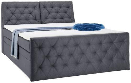 BOXSPRINGBETT 160/200 cm  in Dunkelgrau  - Dunkelgrau/Schwarz, Konventionell, Kunststoff/Textil (160/200cm) - Carryhome