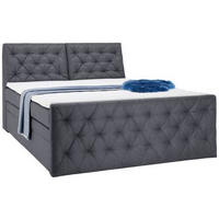 BOXSPRINGBETT 160/200 cm  in Dunkelgrau  - Dunkelgrau/Schwarz, KONVENTIONELL, Kunststoff/Textil (160/200cm) - Carryhome