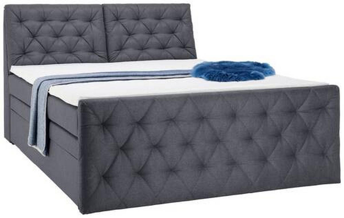 BOXSPRINGBETT 160/200 cm  in Dunkelgrau  - Dunkelgrau/Schwarz, KONVENTIONELL, Kunststoff/Textil (160/200cm) - Carryhome