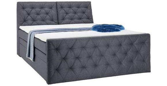 BOXSPRINGBETT 160/200 cm in Dunkelgrau - Dunkelgrau/Schwarz, KONVENTIONELL, Kunststoff/Textil (160/200cm) - Carryhome