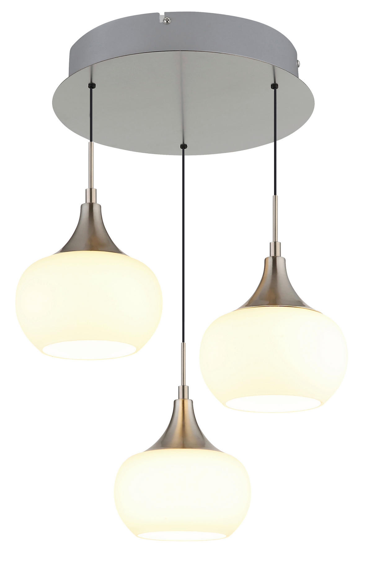 HÄNGELEUCHTE Lui 37/150 cm   - Opal/Schwarz, Design, Glas/Kunststoff (37/150cm) - Globo
