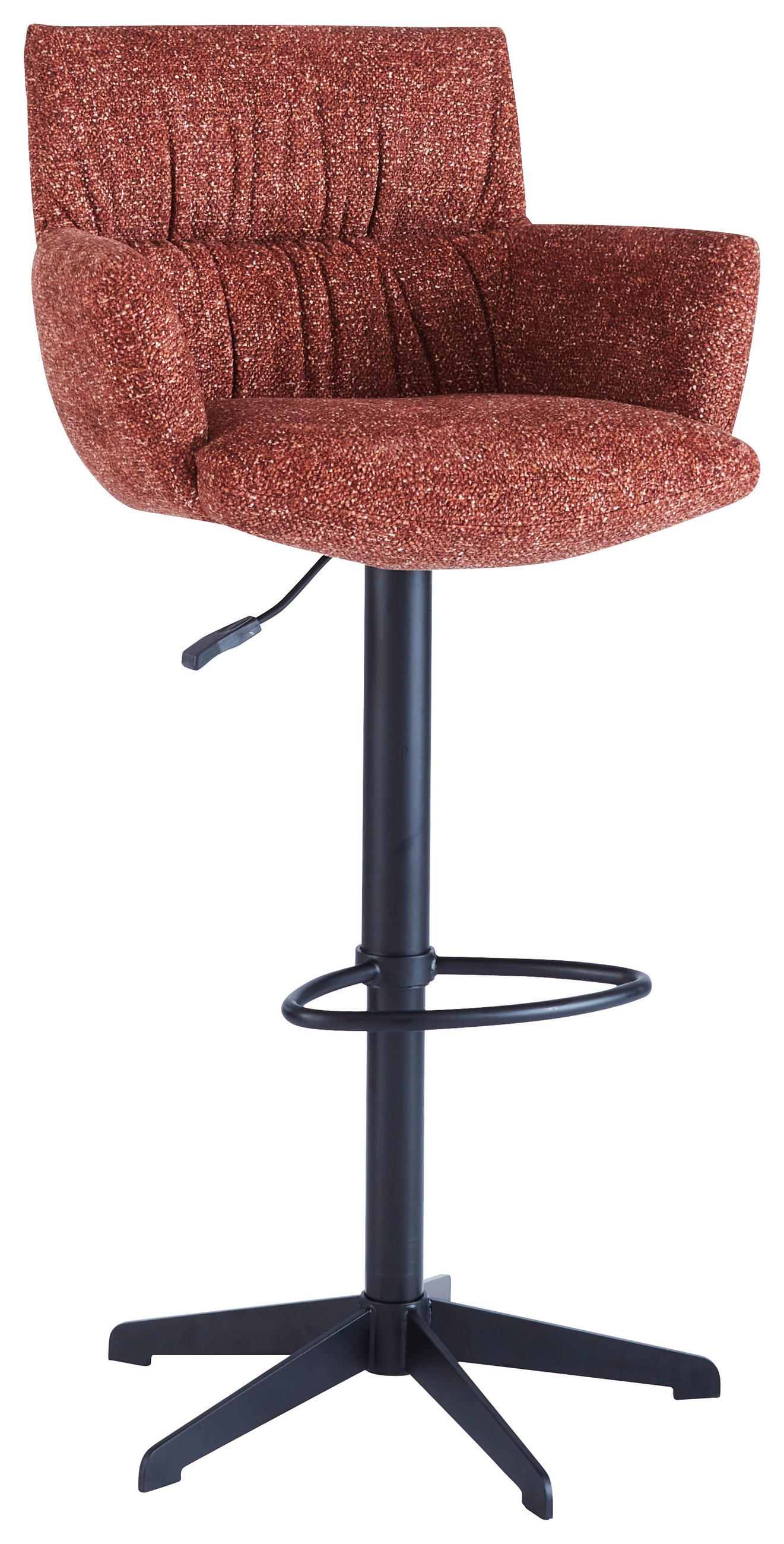 BARHOCKER Leinenoptik Rostfarben Eisen Sitzfläche 360° drehbar, automatische Rückholfunktion  - Rostfarben/Schwarz, Design, Textil/Metall (58/88-112/58cm) - Dieter Knoll