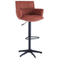 BARHOCKER Leinenoptik Rostfarben Eisen Sitzfläche 360° drehbar, automatische Rückholfunktion  - Rostfarben/Schwarz, Design, Textil/Metall (58/88-112/58cm) - Dieter Knoll
