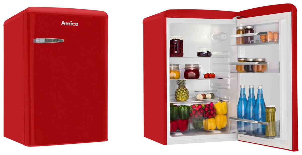 KÜHLSCHRANK 55/86/61,5 cm VKS15620-1R  - Rot, Basics, Glas/Metall (55/86/61,5cm) - Amica