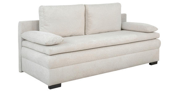 SCHLAFSOFA Struktur Beige Rückenkissen, Armlehnenkissen, Bettkasten, Schlaffunktion, Rücken echt  - Beige/Schwarz, KONVENTIONELL, Kunststoff/Textil (195/93/83cm) - Carryhome