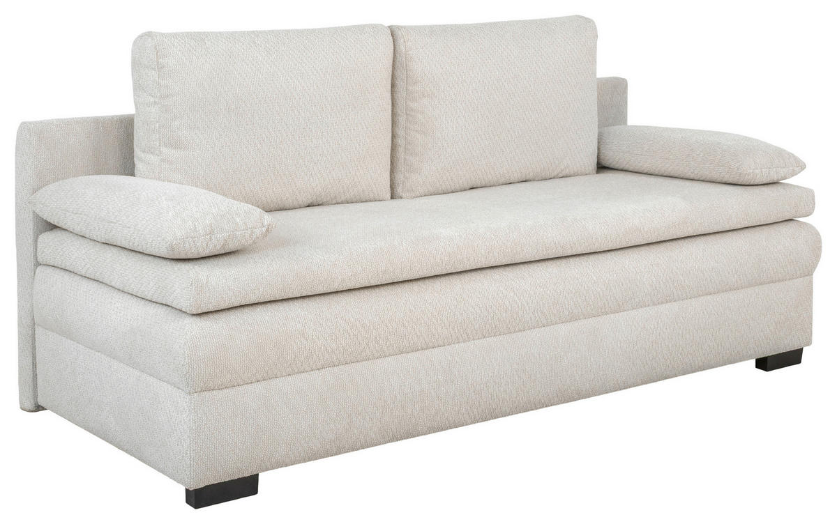 SCHLAFSOFA  mit Liegefunktion, Schlafen auf Sitzhöhe, Rücken echt Struktur Beige  - Beige/Schwarz, KONVENTIONELL, Kunststoff/Textil (195/93/83cm) - Carryhome