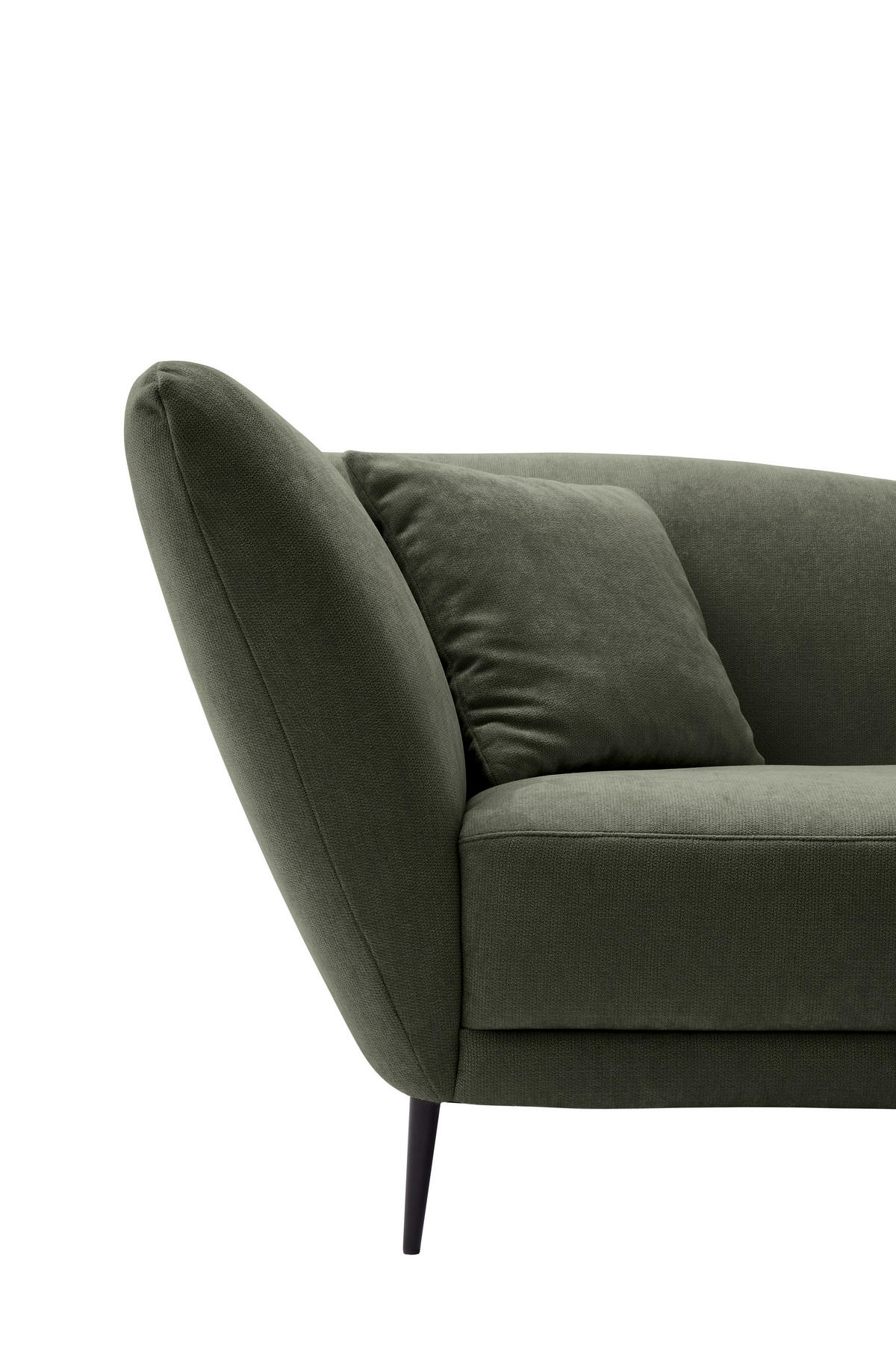 RÉCAMIERE Olivgrün Chenille Zierkissen, Rücken echt  - Schwarz/Olivgrün, KONVENTIONELL, Textil/Metall (224/70/97cm) - Hom`in