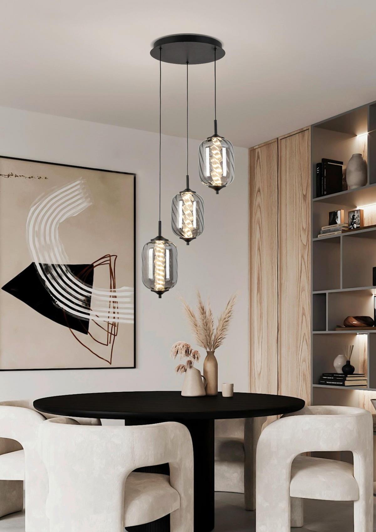 ZÁVĚSNÉ LED SVÍTIDLO, 42/120 cm  - barvy chromu, Design, kov/sklo (42/120cm) - Novel