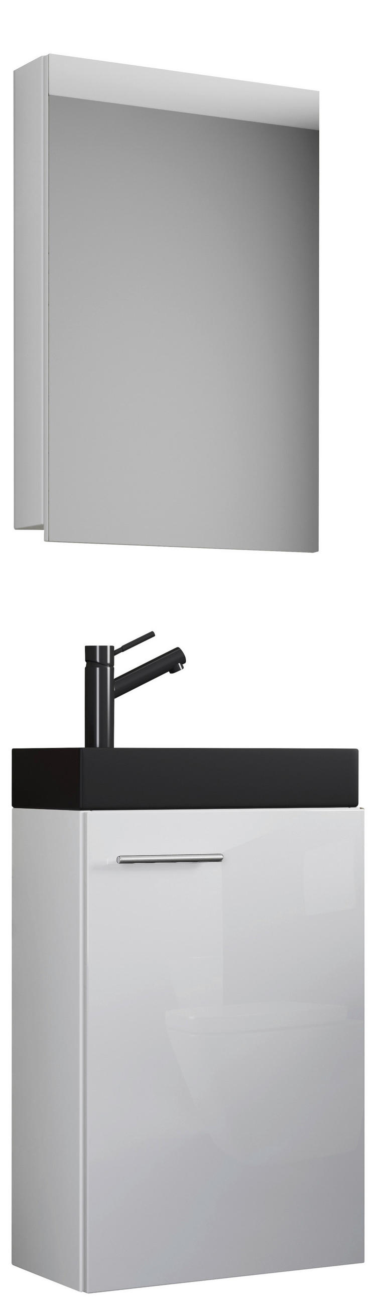 GÄSTEBAD - Silberfarben/Schwarz, MODERN, Keramik/Holzwerkstoff (41cm) - MID.YOU